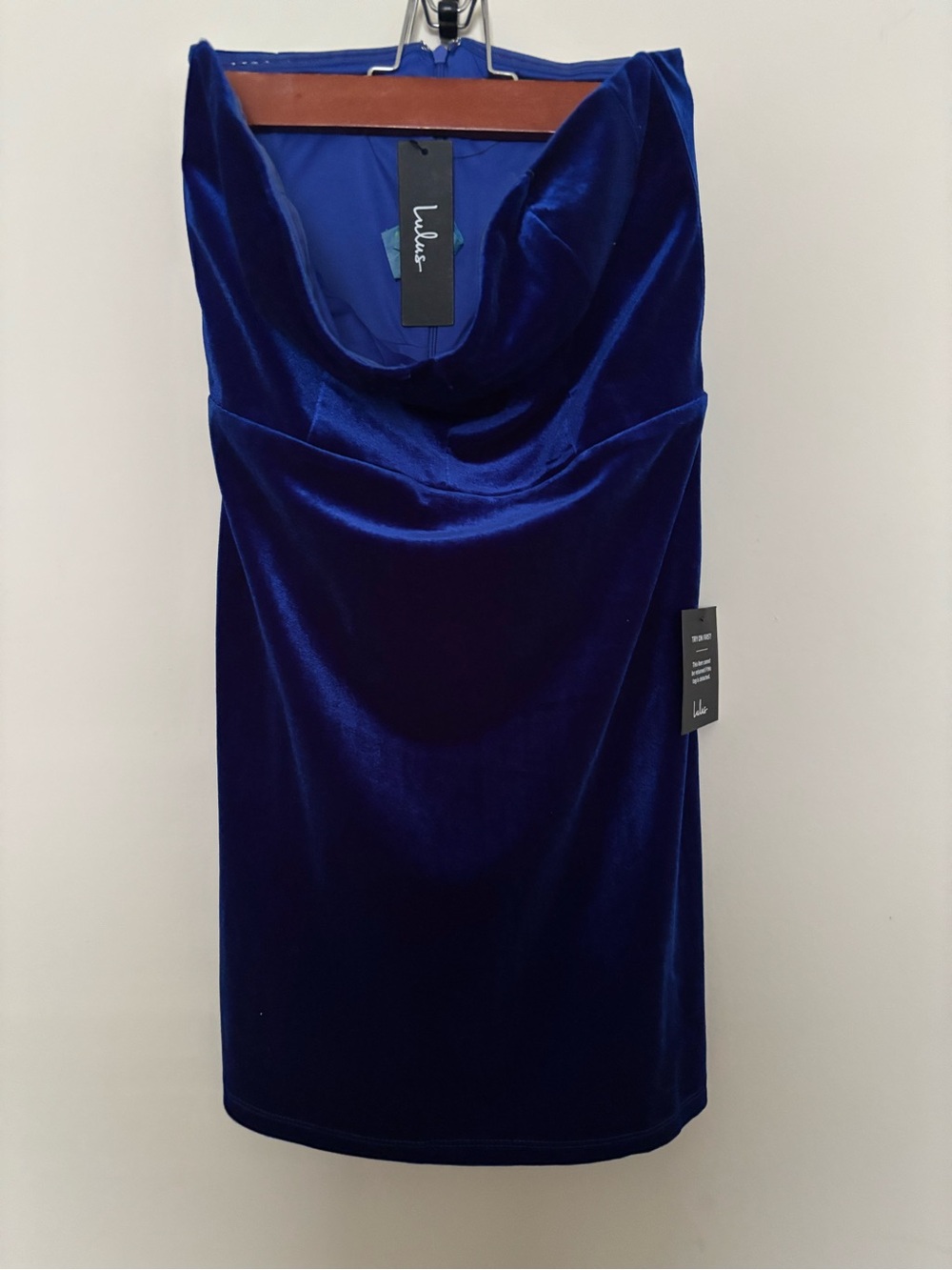 Lulus Pretty Ravishing Royal Blue Velvet Strapless Bustier Mini Dress - Size M - Picture 2 of 2